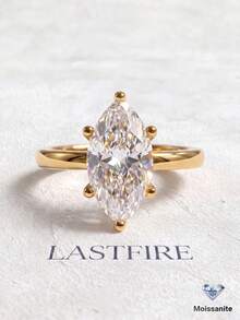 1 pièce Bague en Moissanite 2 carats à Taille Marquise 6 Griffes en Argent Sterling 925 Élégante et Luxueuse Cadeau de Fiançailles Mariage Anniversaire Bijoux de Mariée - Bague en moissanite marquise - 2 carats - Voir 1