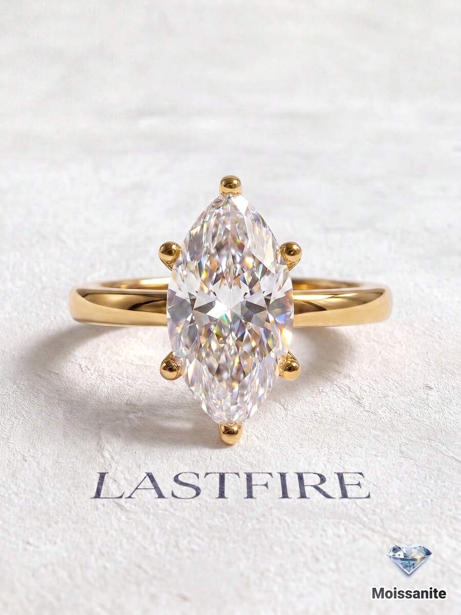 1 pièce Bague en Moissanite 2 carats à Taille Marquise 6 Griffes en Argent Sterling 925 Élégante et Luxueuse Cadeau de Fiançailles Mariage Anniversaire Bijoux de Mariée - Bague en moissanite marquise - 2 carats - Voir 1