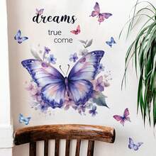 1 pieza Pegatina de pared con refrán en inglés, mariposa, flor y hierba, adecuada para decoración de pared de dormitorio, sala de estar y estudio, material de PVC autoadhesivo, tamaño 23.6 pulgadas*11.8 pulgadas - 1PC - Ver 15