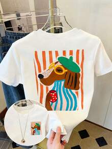 DrmWander Women's T-Shirt, Short Sleeve Graphic Tee, Casual Street Style, Cute Summer Top - 多色5 - 查看 1