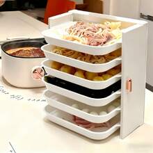 Stackable Pull-Out Vegetable Tray Organizer, Multi-Layer Kitchen Prep Rack With Smooth Sliding Drawers, Durable Plastic Storage Holder For Ingredients & Dishes - Multicolor - View 4
