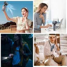 2000mAh Battery Powered Portable Handheld Turbo Fan, 199-Speed Wind, Semiconductor Cooling Turbo Technology Rechargeable Handheld Fan, Multi-Functional Fan, Suitable For Outdoor Activities, Travel, Work, Wearable Cooling Fan - Multiple Styles and Colors - View 7