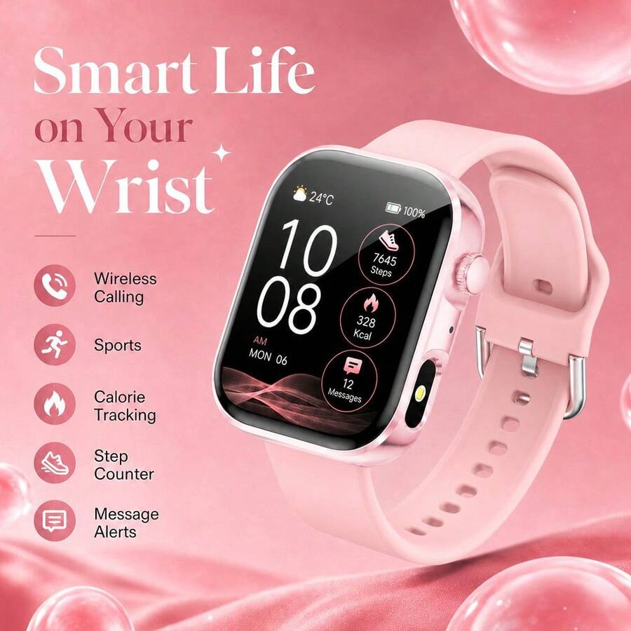 New Exquisite Fashionable Women's Watch With LED Light-Flashlight, Elegant Unique Design Sports Smartwatch, Wireless Calling, Music Control, Remote Camera, Message Notification, Calorie, Stopwatch, Multiple Sports Modes, Men's Watch, USB Cable Charging, Multi-Functional, Holiday Gift - Multicolor - View 1