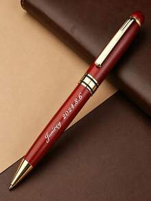Engraved Bamboo Wood Metal Ballpoint Pen, Customized Logo, Graduation Gift For Father, Mother, Teacher, Classmate, Friend - Round - View 4