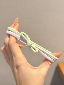 MH 5入/10入 女款可愛糖果色蝴蝶結無縫高彈力髮圈 適合日常使用 馬尾橡筋髮帶 - 彩色 - 查看 2