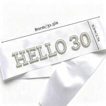 1pc White Pearl Birthday Sash, Women's Birthday Sash, 30th 40th Birthday, Birthday Decoration, Party Gift Supplies & Decor, Photo Props - View 2