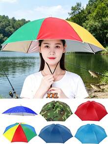 1/2/4pcs Summer Combo Set Women Multi-Color Upgraded Hands-Free Umbrella Hat, 360° Sunshade Elastic Headband Lightweight Women's Umbrella Alternative, Outdoor Sunshade UV Protection Travel Umbrella, Camping Beach Vacation Essential - Multicolor - View 8