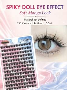 156 Clusters Manga Lash Clusters, C Curl 9-11mm Mixed Length Individual False Eyelashes, Handmade Reusable Black Band DIY Lashes With 0.05mm Ultra Thin Band,Suitable For Daily DIY At Home, Daily Commuting, Dating, Parties, Holiday Gifts. - View 3
