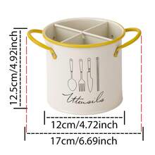 1pc Floral Print Enamel Utensil Holder, Divided Kitchen Cutlery Storage Bucket With Handle, Countertop Organizer For Chopsticks, Spoons & Forks, Vintage Farmhouse Style Kitchen Decor - Multicolor - View 17