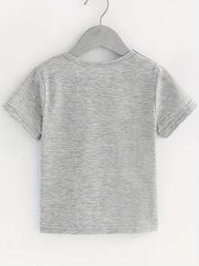 Camiseta creativa de manga corta y cuello redondo, ligera y cómoda, con estampado de planetas espaciales para el primer cumpleaños de niño, ropa infantil para el verano - Gris - Ver 2