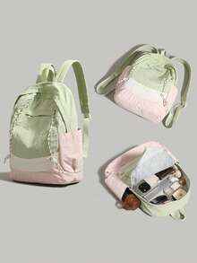 Lightweight Backpack Designed For Students, Combining Style And Functionality, Perfect For Commuting, Classes, And Outings! Large Main Compartment Easily Fits Laptops, Textbooks, Stationery, And Water Bottles; Whether For Daily Classes, Weekend Short Trips, Or Library Study, It's Your Ideal Travel Companion - Multicolor - View 6