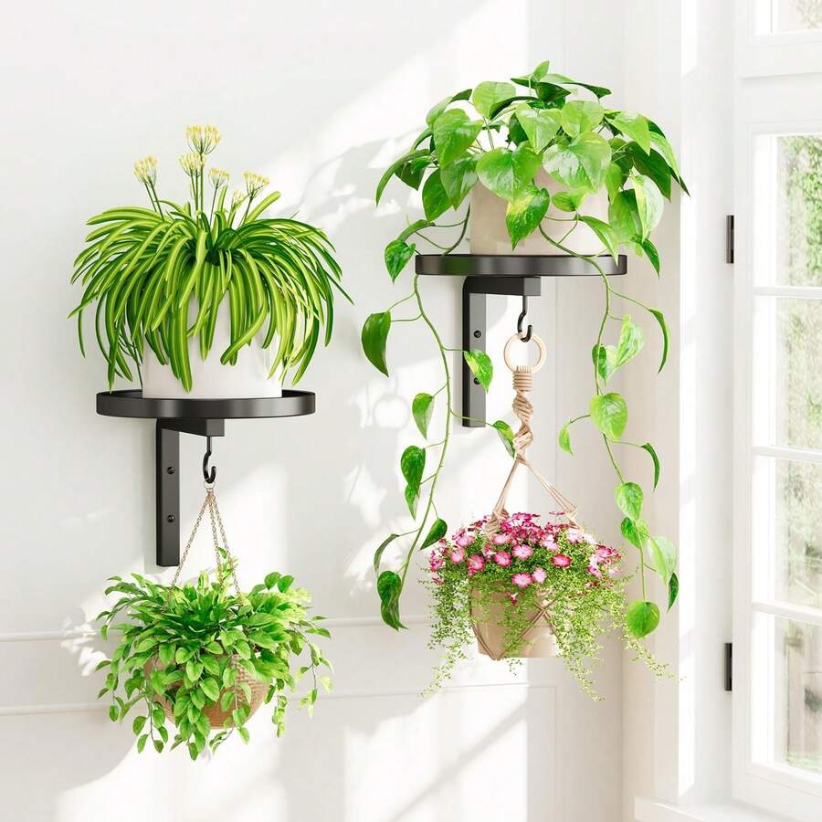 Wall Plant Hook Bracket With Integrated Hook Quick Installation Indoor Outdoor Universal Green Plant Storage Rack