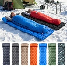 1pc Outdoor Inflatable Sleeping Pad, Camping, Hiking, Picnic Essential Lightweight Portable Foldable Moisture-Proof Mat Outdoor Gear Summer Travel Must-Have, Foot-Pumped Extra Wide Extra Thick Inflatable Mattress - Multicolor - View 4