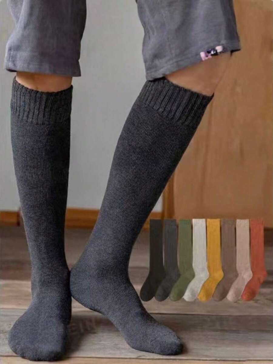 3 Pairs Men's Autumn/Winter Long Socks, Thermal Lined Thickened Warm Calf Socks - Multicolor - View 1