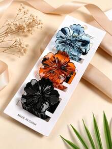 6pcs Girls Fashion Hawaiian Flower Hair Clips, Medium Size, Perfect For Beach And Seaside Use, Ideal Gift Accessory, Also Suitable For Daily Wear, Fits Half-Up Hairstyles - Multicolor - View 4