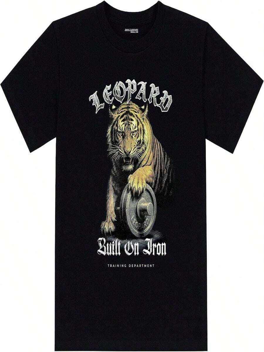 Playera Leopard Training Oversize Full ColorVarsityWar Dog - 50% Algodón, 45% Poliéster, 5% Elastano, Suave, Estampados War Dog, Anchor y Melted Leopard, Corte Holgado - Negro - Ver 1