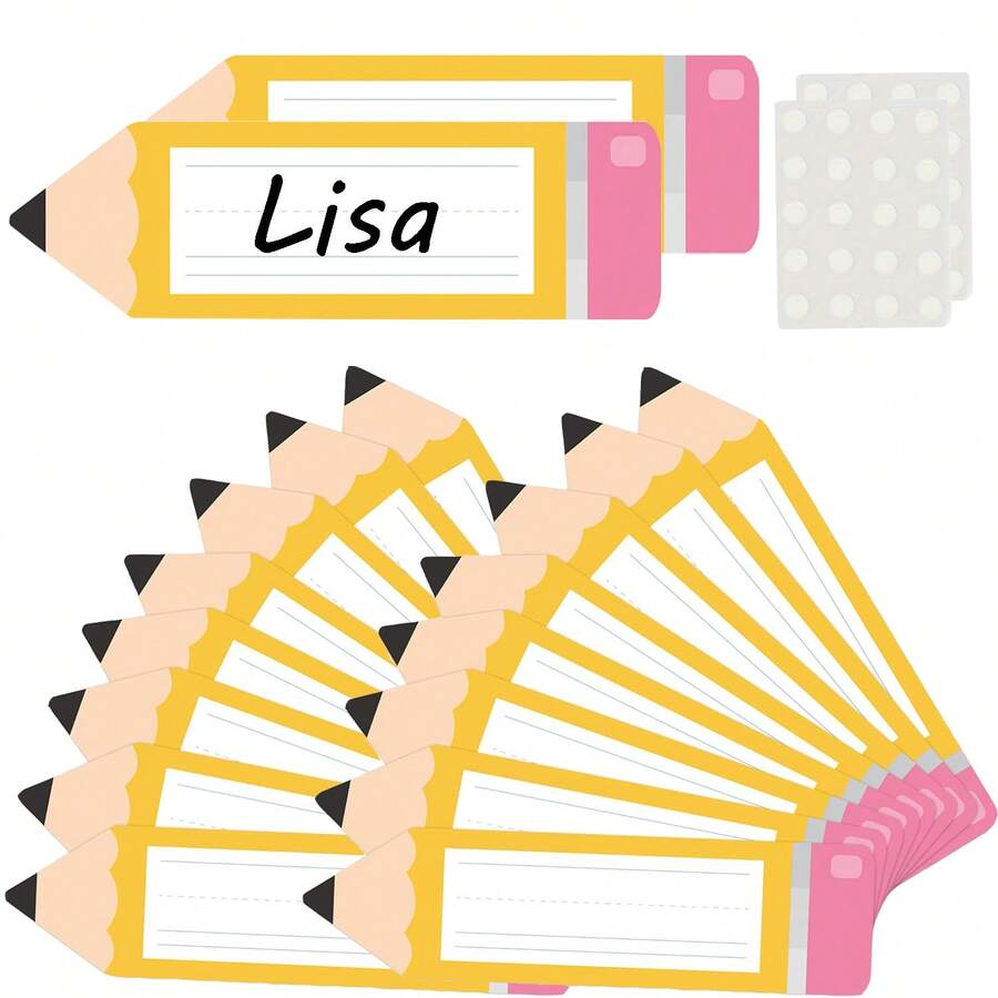 18/36 Pcs Pencil Name Tags For Classroom Desks 2.5x9.5in Student Desk Name Plates Back To School Locker Nameplates With Glue Points For Classroom Teacher First Day Of School Bulletin Board Party Decor - Yellow Pencil Nameplate - View 1