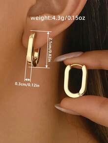 1 Pair Elegant Hoop Earrings, Designed For Women, Suitable For Wedding, Engagement, Anniversary Party, Valentine's Day Gift - Yellow Gold - View 4