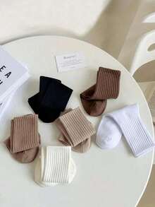 1/6 Pairs/Set Sports Style Knee-High Socks, Mid-Calf Socks - Multicolor - View 2