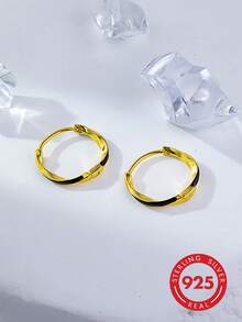 1 Pair Elegant 925 Silver Mobius Loop Resin Dangle Earrings For Women, Suitable For Daily, Party, Date - Gold - View 6