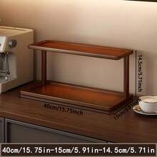 1pc Vintage Coffee Desktop Storage Rack, Double-Layer Multi-Function Tabletop Organizer, Holds Cups, Spices, Kitchenware, Snacks, Books, Cosmetics, Luxury Home Decor For Kitchen, Entryway, Coffee Corner, Dining Table, Bedroom, Vanity - View 13