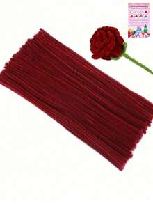 51/101/201/301件創意紅色手工毛條用品，手工與教學卡，雪尼爾桿毛條花，節日裝飾製作 - Ancora Red - 查看 13