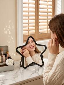 Espejo de maquillaje de escritorio con soporte de metal, superficie de espejo ovalada, rotación ajustable de 90°, espejo de maquillaje portátil, adecuado para viajes, dormitorio, oficina, tocador, encimera - Multicolor - Ver 2