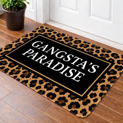 Gangsta'S Paradise Leopard - Print Doormat, Flannel Material, Durable And, Machine-Washable, Suitable For Indoor And Outdoor Use, Ideal For Entryway, Living Room, Bedroom, Office, Bathroom, Balcony, Corridor, Kitchen, Pet-Friendly Doormat 2D Flat