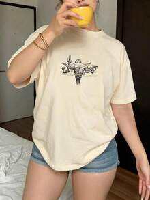 Camiseta de manga corta para mujer, disponible en varios colores, corte holgado - Azul - Ver 3