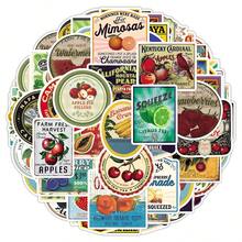 50pcs Fresh Cartoon American Retro Fruit Labels Creative Lemon Grape DIY Decoration Milk Tea Cup Stickers - Retro Fruit Labels - 1999 - View 5