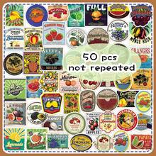 50pcs Fresh Cartoon American Retro Fruit Labels Creative Lemon Grape DIY Decoration Milk Tea Cup Stickers - Retro Fruit Labels - 1999 - View 11
