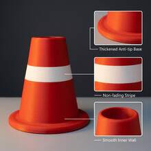 Soporte para bolígrafos con forma de cono de tráfico & Organizador de escritorio - Taza para bolígrafos con tema de construcción compacta y ligera, adecuada para oficina, escuela, habitación de niños, espacio personal - Regalo divertido, perfecto para hombres, trabajadores de la construcción, decoración de escritorio en espacios pequeños - Portalápices con forma de cono de tráfico - Ver 6