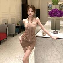 Women Short Dresses - Apricot - View 3