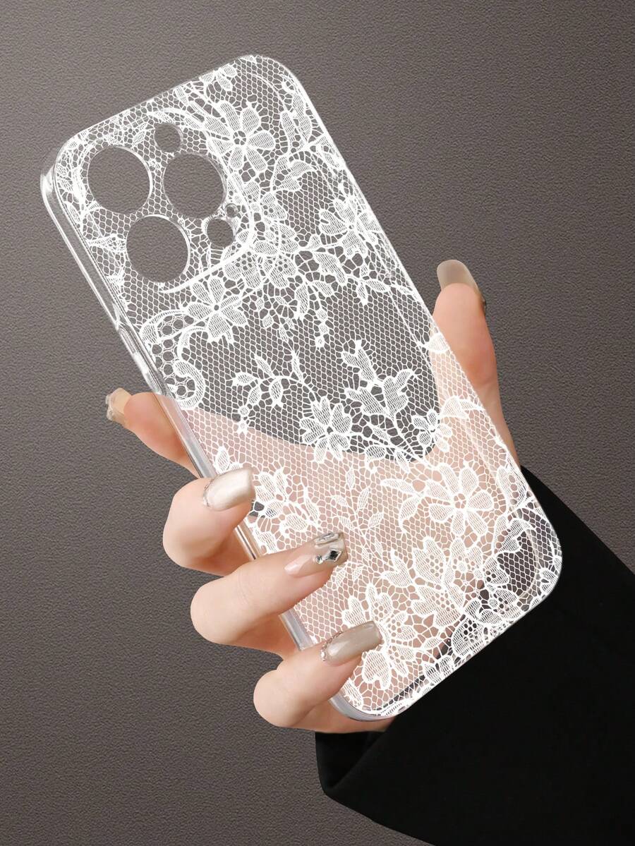 NEW Simple And Funny Lace Floral Pattern Personalized Creative Printed Perfectly Combined With Transparent Material , Hot Selling Creative Design, Fun And Personalized Mobile Phone Case Compatible With Iphone17/17Pro/17Pro Max, 16, 15, 14, 13, 12, 11 Plus/Pro Max And Series, And Compatible With For Galaxy S/A Series And More, Girlfriend, Boyfriend, Friend Or Yourself. - Clear - View 1