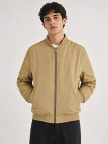 Men's Reversible Double-Faced Twill Jacket With Nylon Side - Casual Winter Style - Khaki - View 6