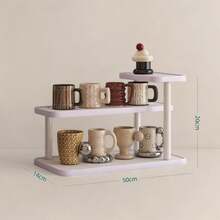 1 pieza Organizador de escritorio de madera vintage, Estante de almacenamiento de cosméticos multicapa vintage, Estante de almacenamiento multifuncional para el hogar, Estante para especias de cocina, Estante para tazas/mugs, Estante de exhibición abierta para lápices labiales, perfumes, tazas de té, botellas de especias, Estante ahorrador de espacio para encimeras - Blanco - Ver 5