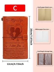 Faux Leather Embossed Blessing Quote Loose-Leaf Planner | To My Daughter/Son/Wife Series | Vintage Lace-Up Design With Replaceable Refills | Kraft Paper Blank / Lined Pages + Card Storage Pocket | Mother's Day / Father's Day / Valentine's Day Heartfelt Gift | Travel Journal | Student Diary Notebook - Multicolor - View 10