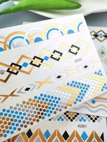 4 Sheet Tattoo Sticker Temporary Tatoos Bronzing Tatoo Gold Silver Arm Body Attoo Cool Bracelet Summer Gir Dlv Golden Fashion Tattoos Ling Sticker - Multicolor - View 6