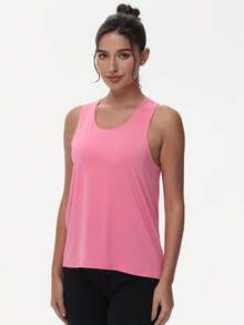 Mujeres Corriendo Camisetas sin Mangas Fitness Gimnasio Atlético Jogging Yoga Chaleco - Rosa - Ver 2