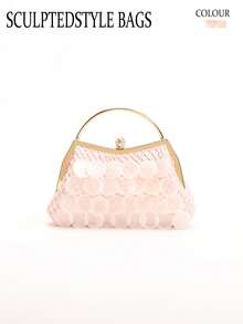 1 buah Tas Tangan Wanita Dekorasi Irisan Cangkang Alami Warna Pink, Tas Pantai Gaya Liburan Putri Duyung Buatan Tangan Boho, Tas Tote Jaring Ikan Bentuk Belah Ketupat, Cocok untuk Sehari-hari, Pernikahan, Pesta, Perjalanan dan Liburan Santai (Retakan dan Cacat Normal pada Irisan Cangkang Adalah Hal yang Wajar) - Berwarna merah muda - View 9
