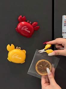 Customized Text LOGO Bottle Opener, Magnetic Fridge Magnet Bottle Opener, Customized Crab Shaped Bottle Opener, Multi-Functional Beer Bottle Opener Fridge Magnet Design, With Safety Utility Knife, Scissors, Make Family Kitchen More Fun - Multicolor - View 6