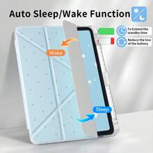 Y-Shaped Folding Protective Case Compatible With Ipad (A16) 11th Gen 11-Inch, 10th Gen 10.9-Inch, Air 8 (M4) 11-Inch 2026, 7th/8th/9th Gen 10.2-Inch, Pro 11 2020-2022, Air 7/6 (M3/M2) 11-Inch, With Pencil Slot, Soft TPU Back Shell, Smart Sleep/Wake - Blue Star - View 8
