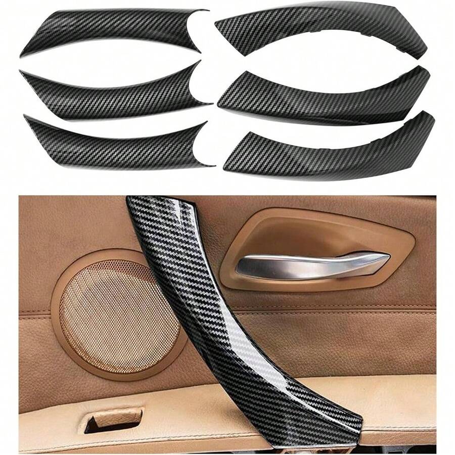 Cubierta de Tirador de Puerta Interior de ABS con Patrón de Fibra de Carbono para BMW E90 E91 E92 E93 para BMW 328i 335i M3 2005-2012 - Cubierta para manija de puerta - Ver 1