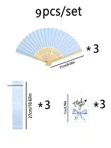 1/3/9/12/15/30/60pcs Exquisite Fan Set, Includes Thank You Cards And Gift Bags, Bride Bamboo Handheld Folding Fan, Suitable As Gift, Wedding Favor, Marriage, Bridesmaid Gift And Wedding Decoration, Wedding Decoration, Bachelorette Party, Birthday, Bride-To-Be, Perfect Choice For Parties And Events, Also A Perfect Summer Accessory - Blue - View 9