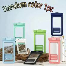 1pc Random Color Waterproof Phone Storage Bag, Transparent Phone Protective Case - Touchscreen Compatible Floating Diving Sealed Bag, Outdoor Rafting Diving Phone Storage Pouch - View 13