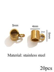 20pcs/Pack Stainless Steel 4mm Hole Diameter Round Pendant Connectors, Bracelet Beads DIY Jewelry Accessories Connectors - Silver - View 4