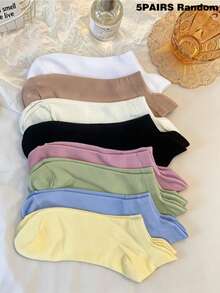 5/8 Double Pack Color Block Women's Low-Cut Socks, Women's Boat Socks, Summer Socks, Men's Boat Socks, Women's Boat Socks, Student Socks, Women's Short Socks, Girls' Socks, Sweat-Absorbent And Breathable. Seamless Toe, Anti-Pilling, Suitable For Outdoor Leisure, Sports Cycling, Can Be Worn In Spring, Summer And Autumn. - Multicolor - View 8