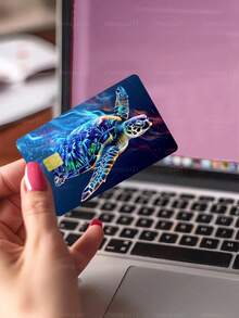 1pc Large Turtle Credit Card Sticker Privacy Protection Card Skin, Peace And Longevity Blessing Party Birthday Gift PVC Material Anti-Fingerprint Anti-Scratch Wear-Resistant Card Sleeve, Suitable For Men, Women, Couples, Small Chip Cards, Bank Cards, Credit Cards, Transit Cards, Student Campus Cards Personalized DIY - Type a - View 6