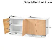 Modern 160cm Sideboard Offering Ample Storage Space, A Geometric Design And An Adjustable Shelf – Ideal Storage Unit For The Living Room, Dining Room And Entrance. - 自然色 - 查看 4