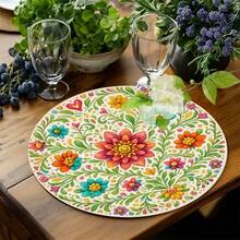 1/2/4/6/8/300pcs Minimalist Abstract Floral Pattern Luxury Placemats, Machine Washable Polyester Material, Heat-Resistant, Stain-Resistant, Waterproof And Easy To Clean, Suitable For Party And Kitchen Decor - Multicolor - View 7